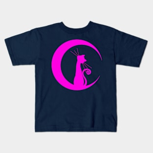 pink moon cat Kids T-Shirt